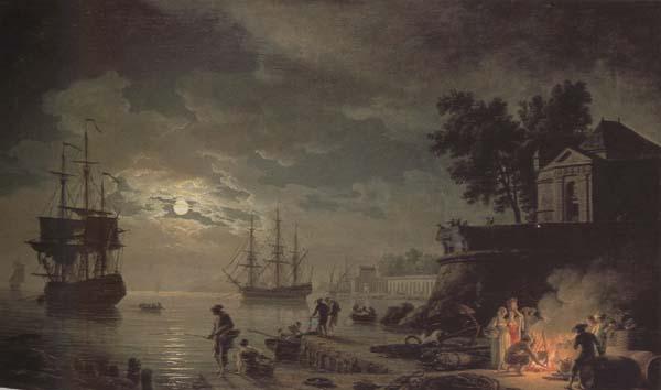 Claude-joseph Vernet Night,A Port in Moonlight (mk43) oil painting picture